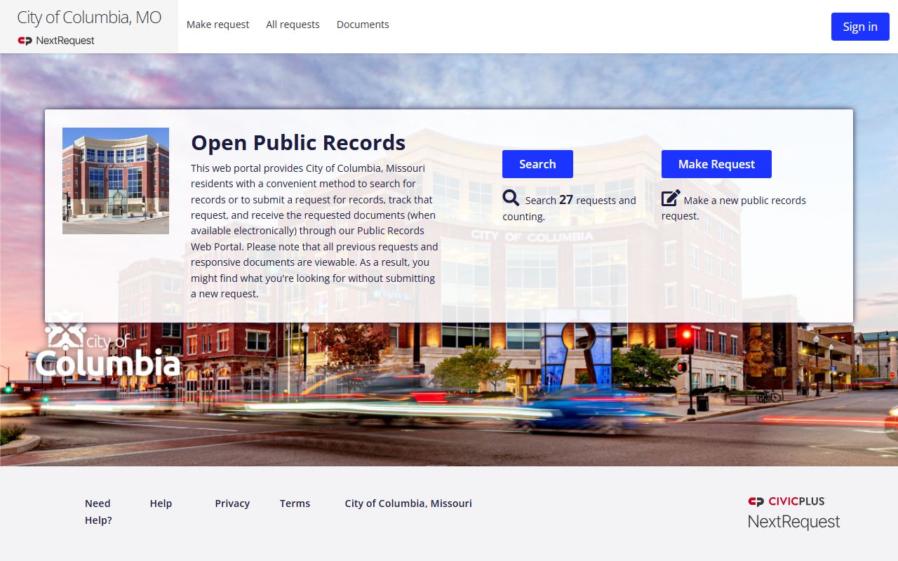 Columbia public records portal for released inmates data requests