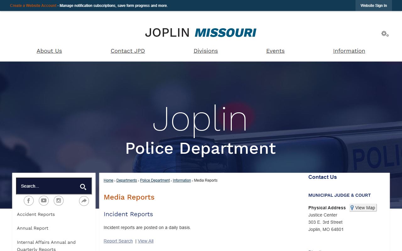 Joplin Media Reports and Arrest Logs for released inmates tracking