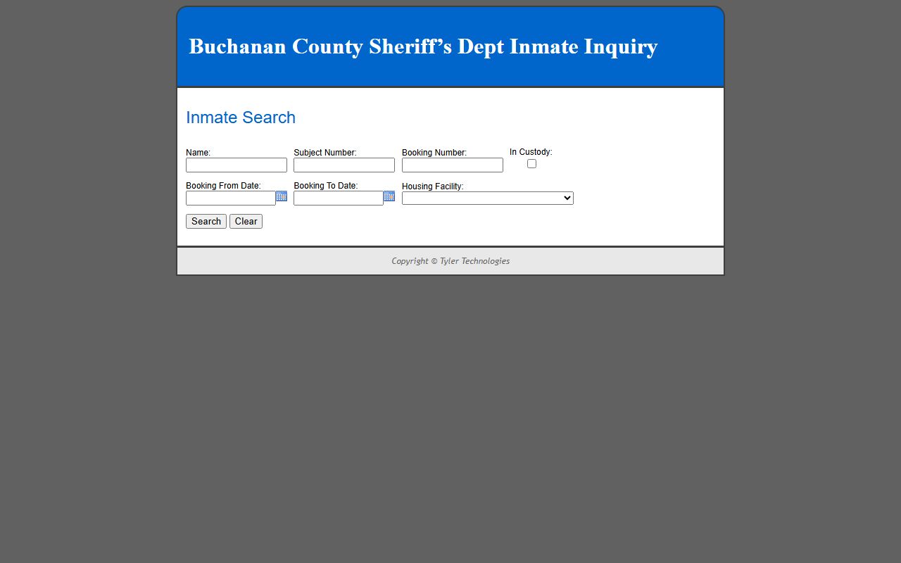 Buchanan County inmate inquiry system for St. Joseph released inmates