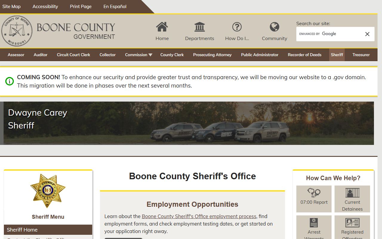 Boone County released inmates Sheriff's Office website