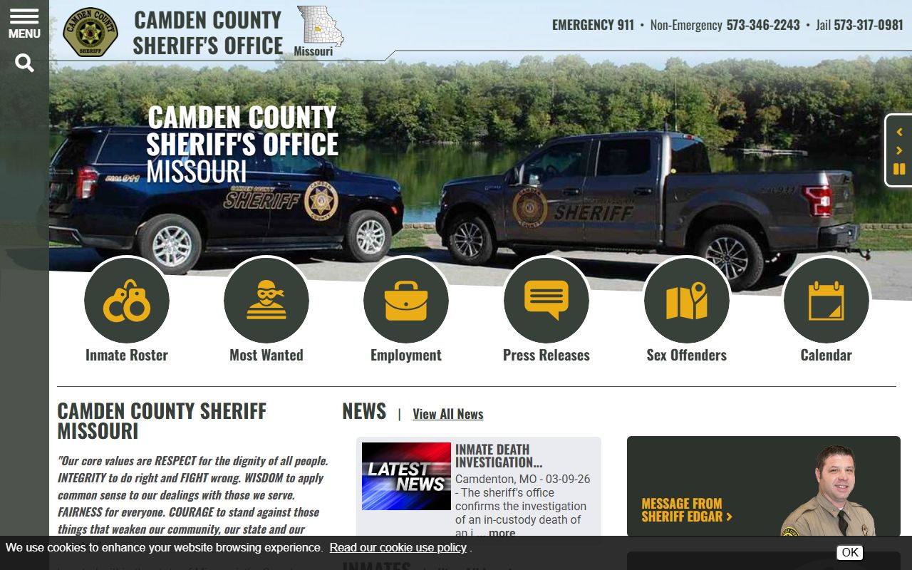 Camden County Missouri Sheriff's Office released inmates information