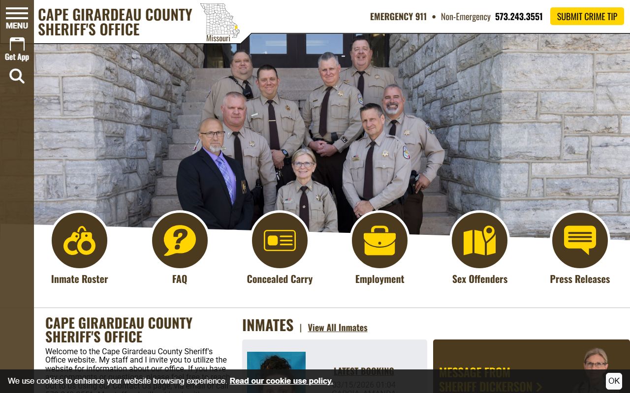 Cape Girardeau County Missouri Sheriff's Office released inmates