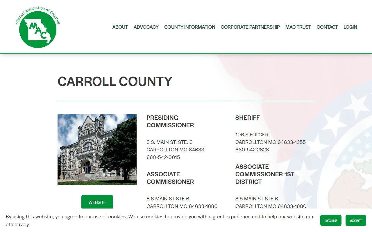 Carroll County Missouri directory for released inmates records