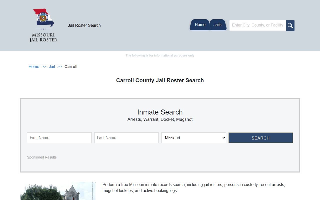 Carroll County Missouri jail information for released inmates