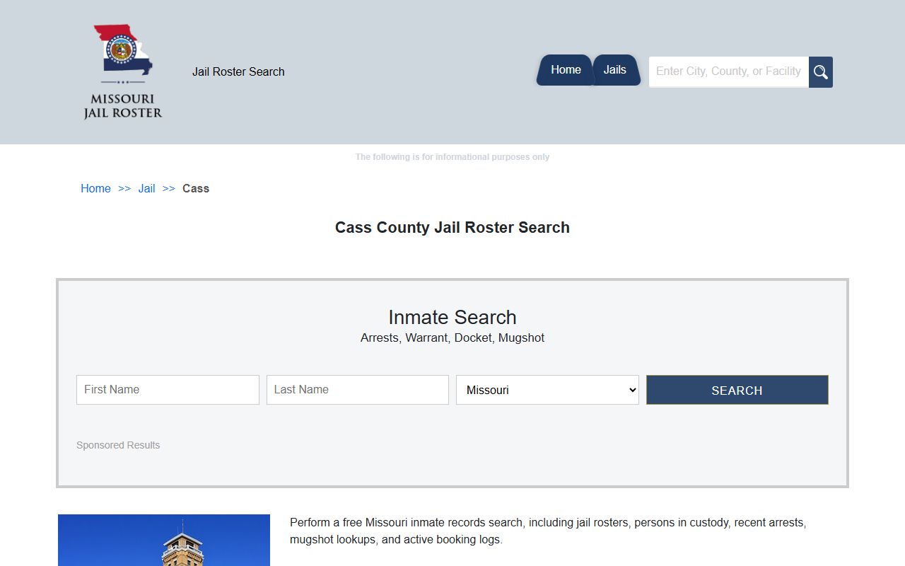 Cass County Missouri jail information for released inmates search