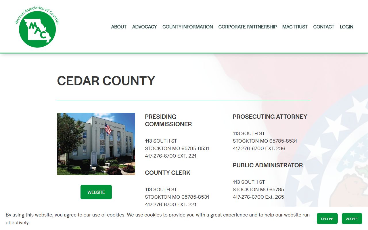 Cedar County Missouri directory for released inmates records