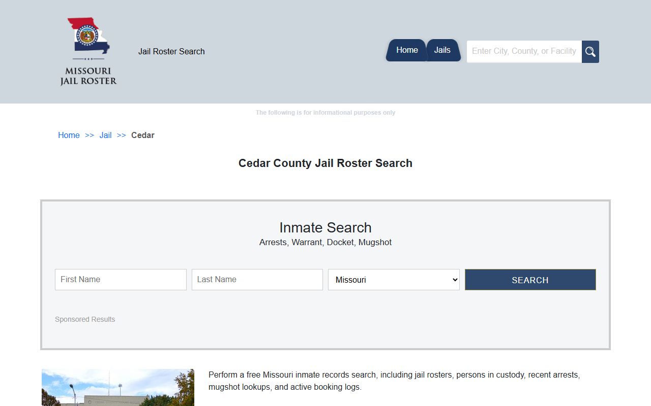 Cedar County Missouri jail information for released inmates search