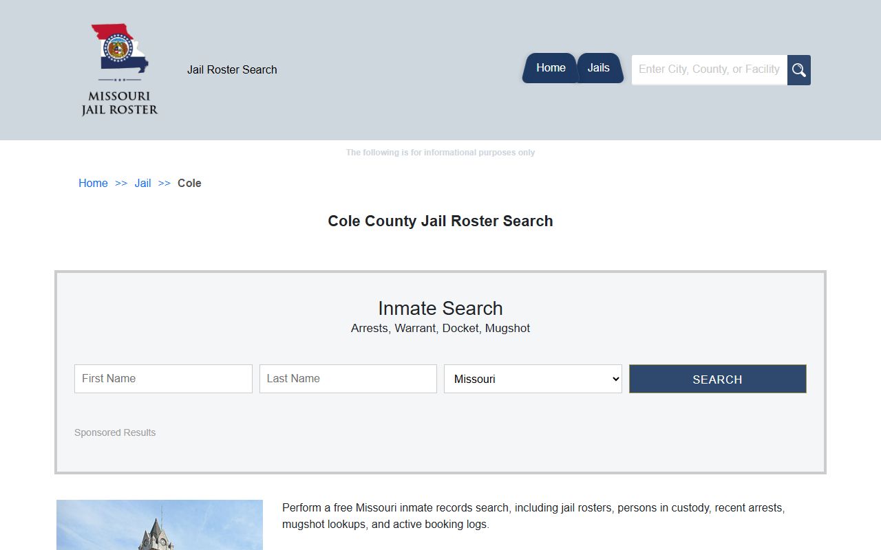 Cole County released inmates jail roster information