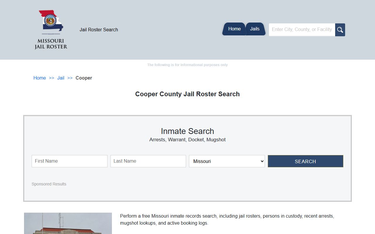Cooper County released inmates jail roster information