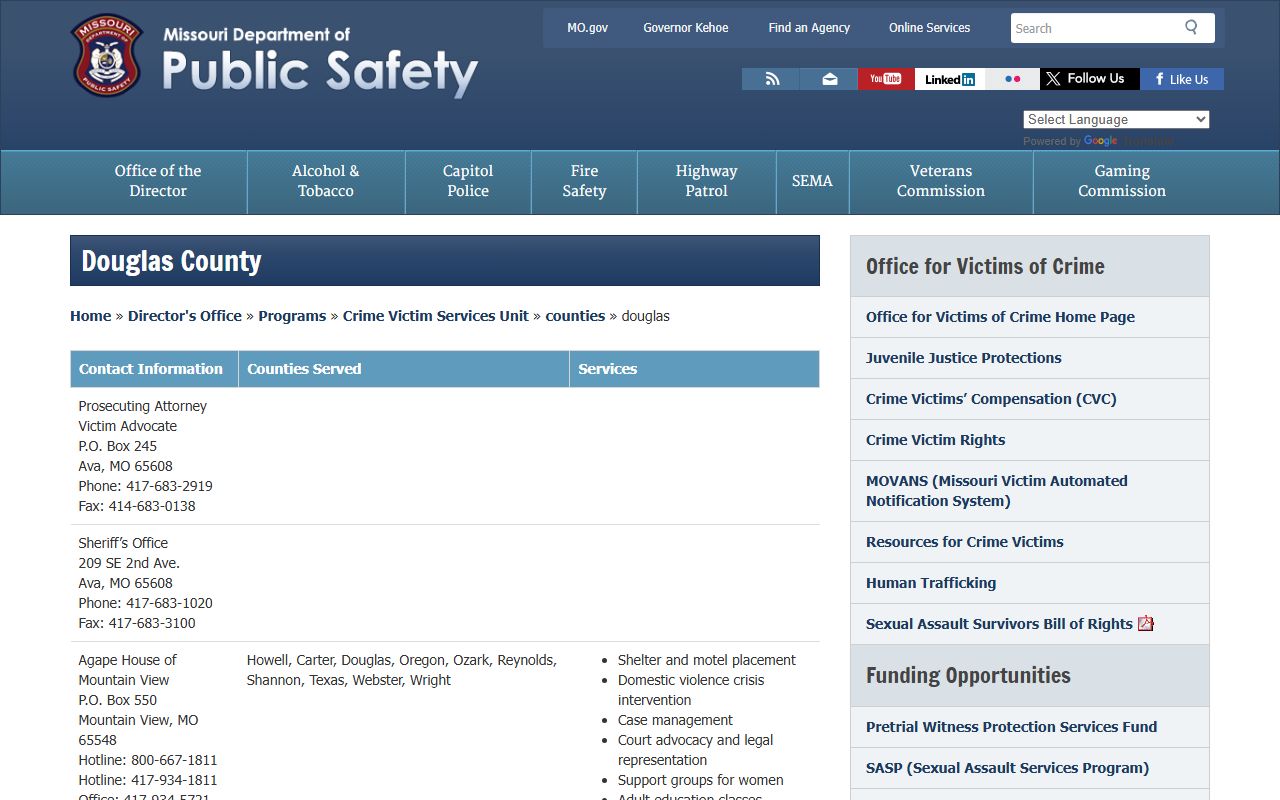 Douglas County DPS victim services released inmates