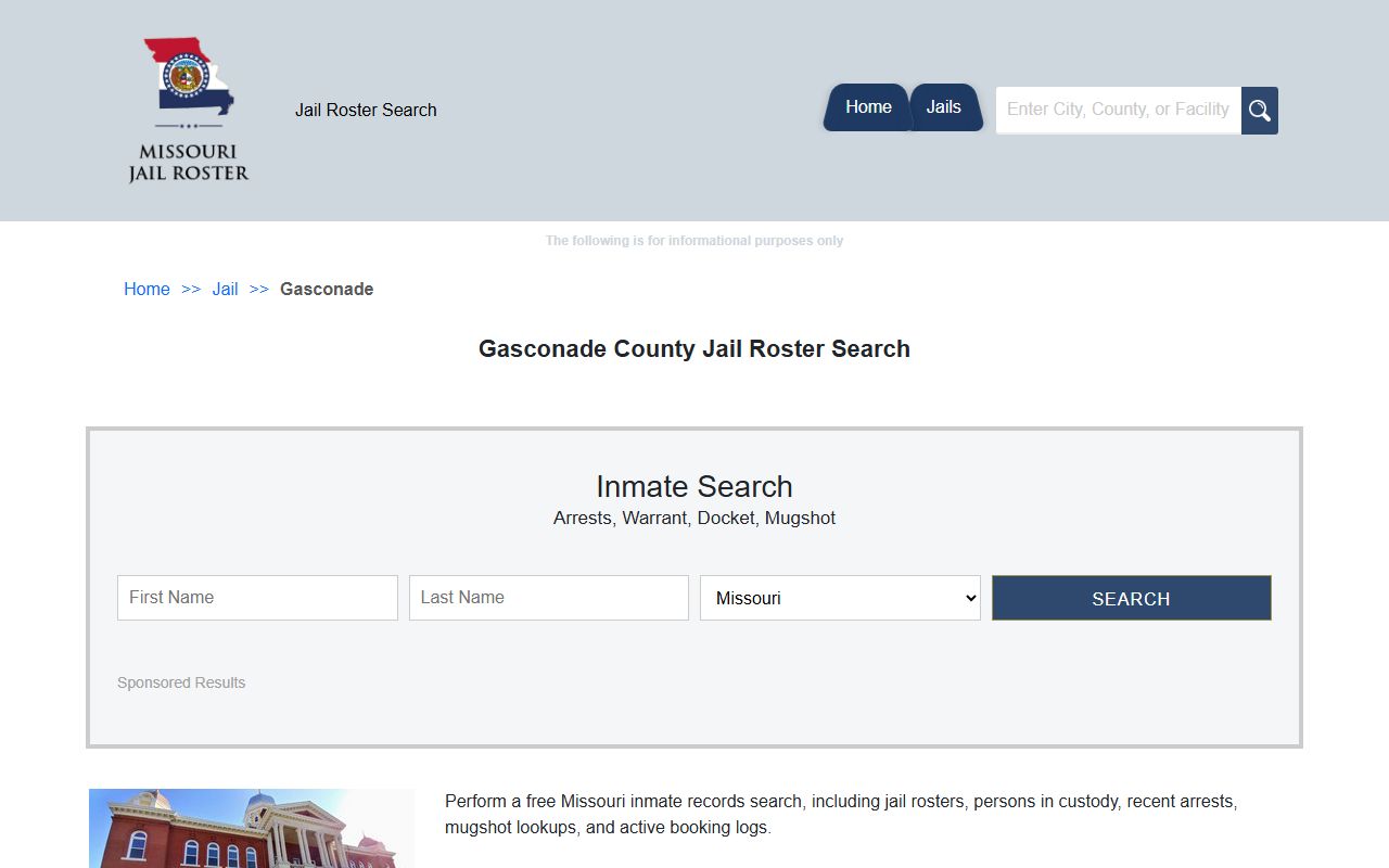 Gasconade County Missouri jail roster released inmates search