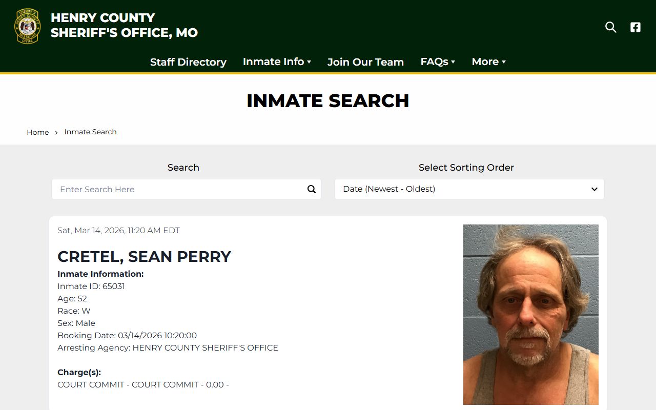 Henry County inmate search released inmates