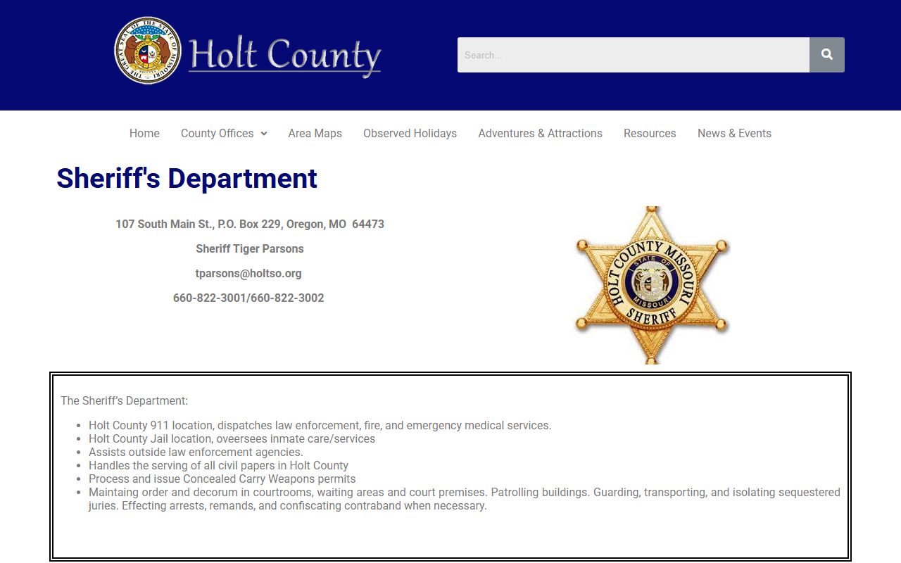 Holt County Sheriff's Department released inmates information