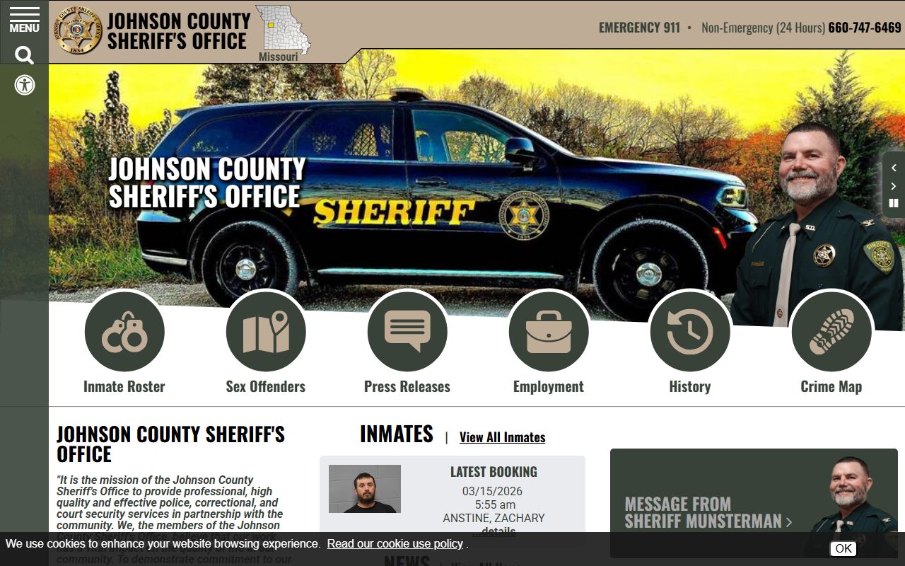 Johnson County Missouri Sheriff's Office released inmates information