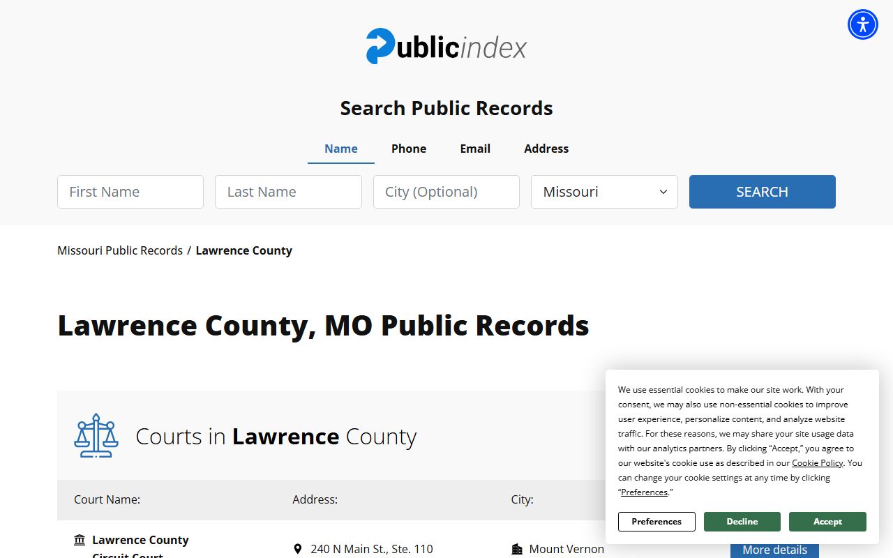 Lawrence County released inmates public records index
