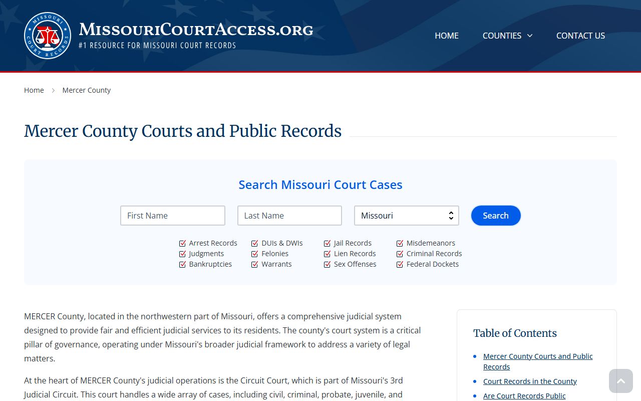 Mercer County released inmates court access page