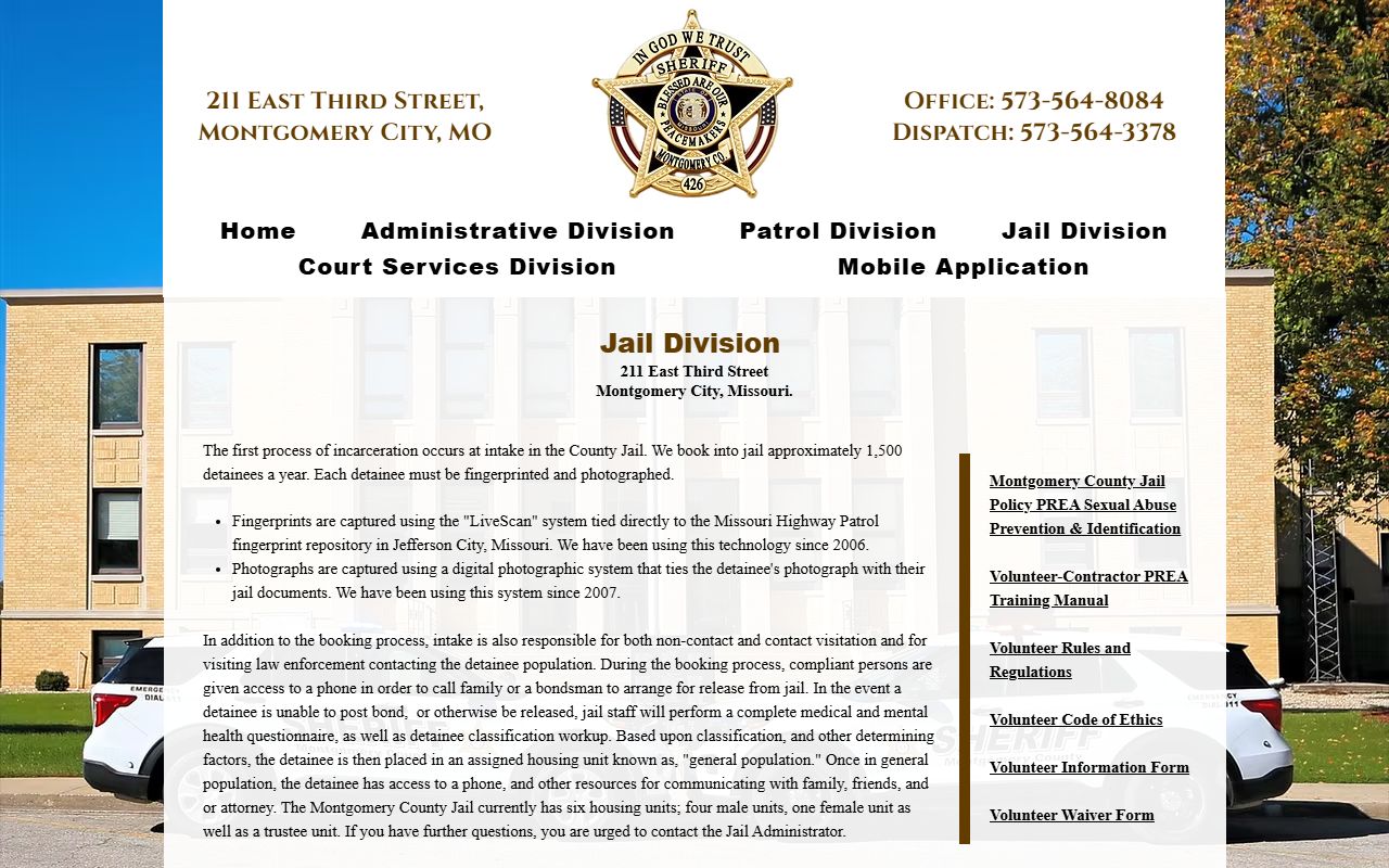 Montgomery County released inmates jail division page