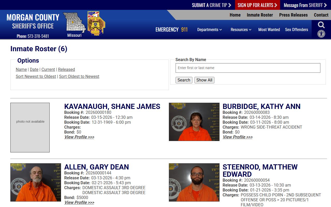 Morgan County 48-hour released inmates roster