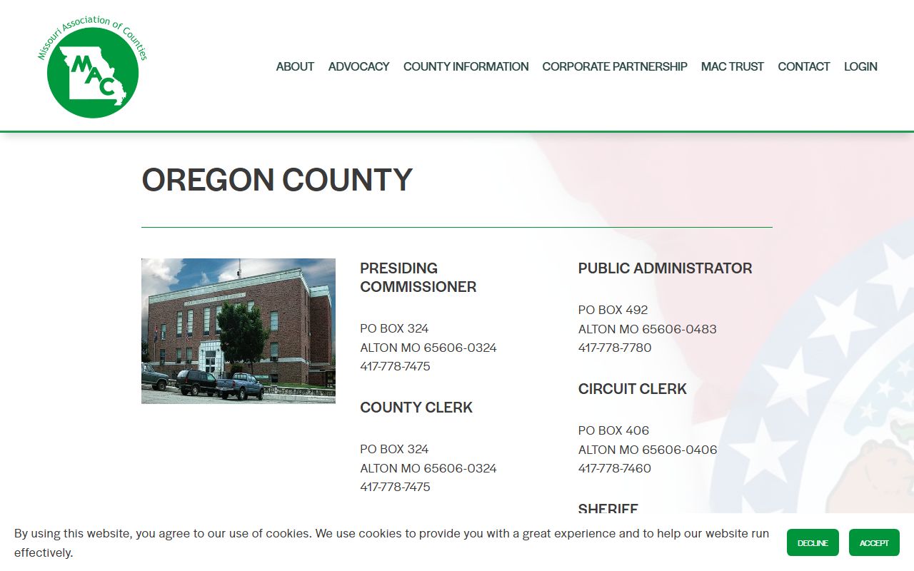 Oregon County released inmates county directory