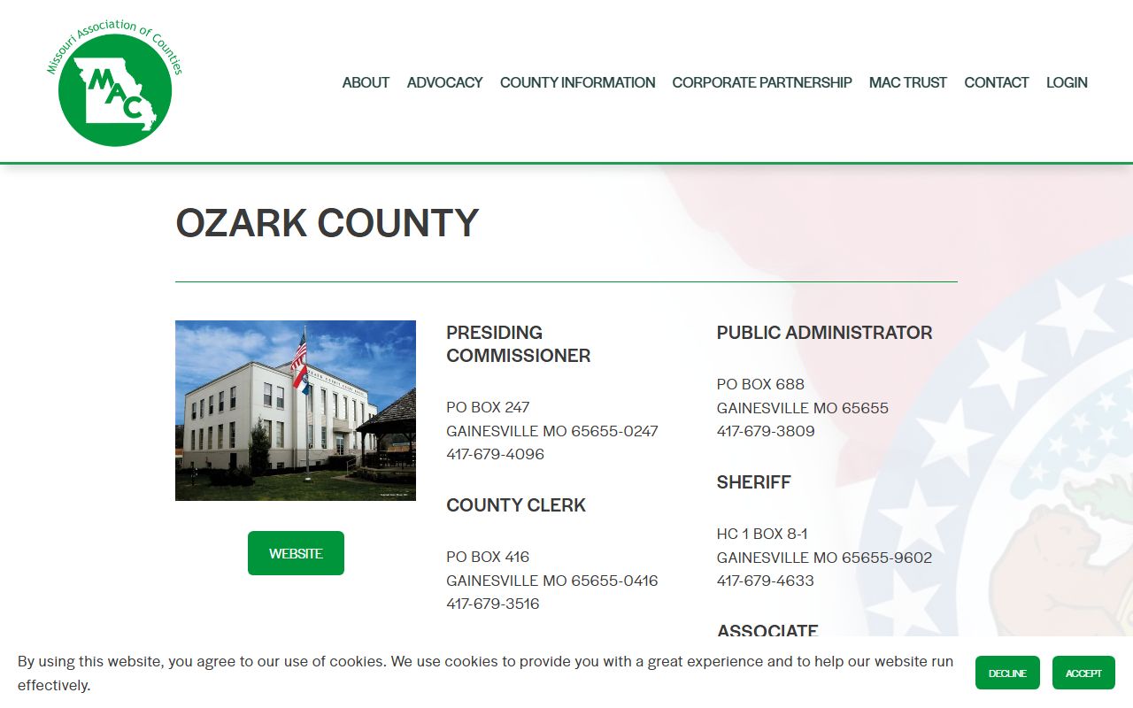 Ozark County released inmates county directory