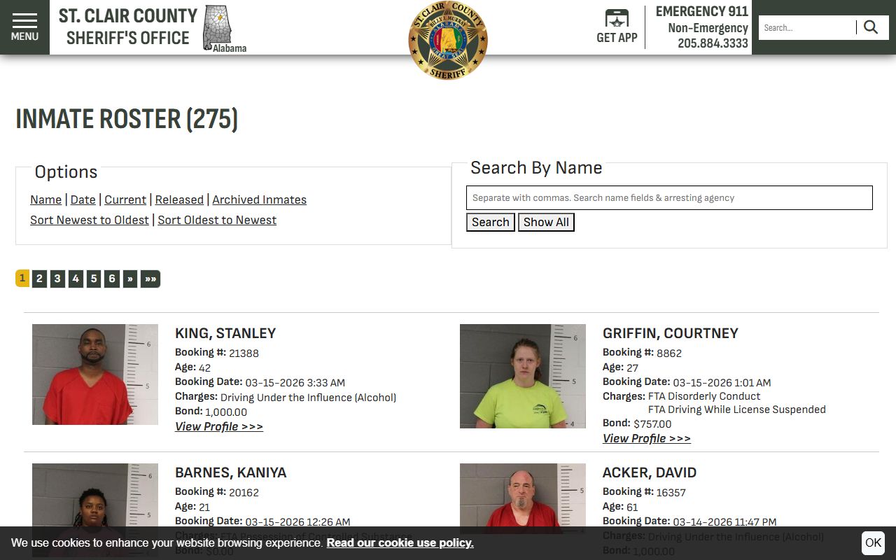St. Clair County inmate roster released inmates filter