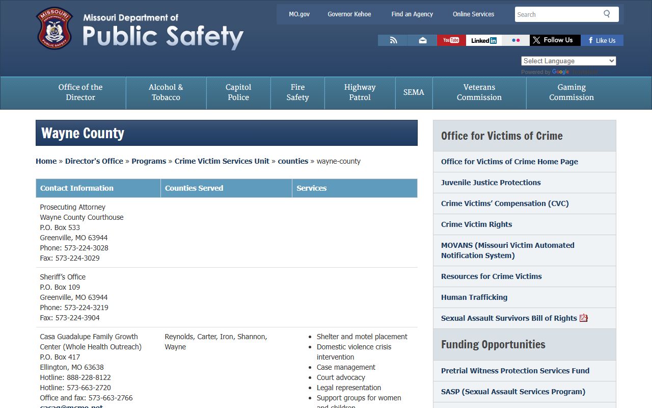 Wayne County released inmates DPS county information
